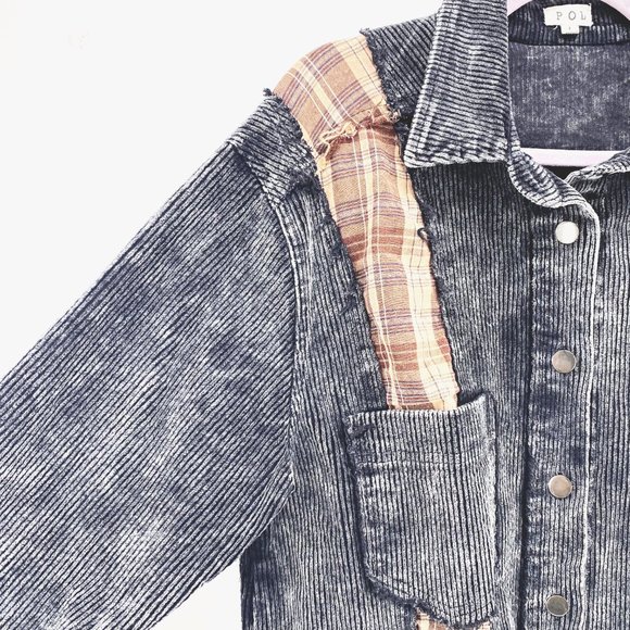 POL Corduroy and Plaid Shirt Jacket - Picture 4 of 9